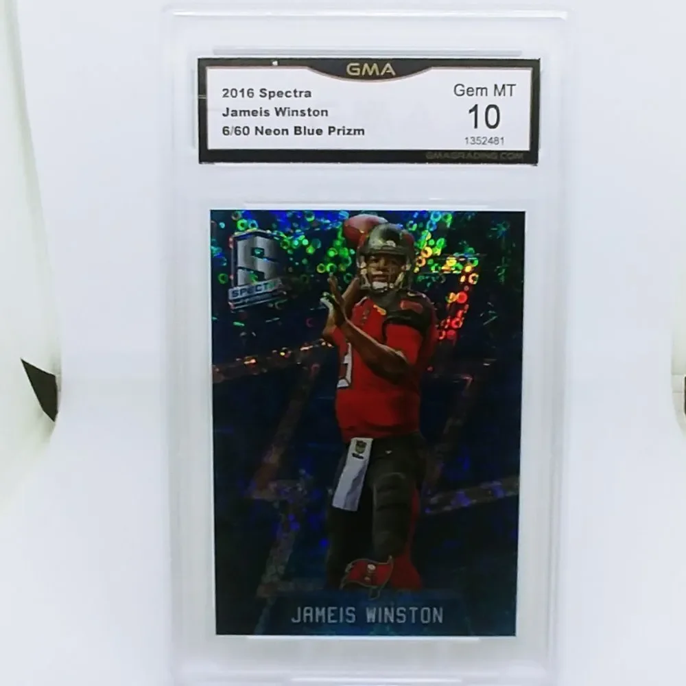 2016 Spectra Jameis Winston Neon Blue Prizm 6/60. GMA 10